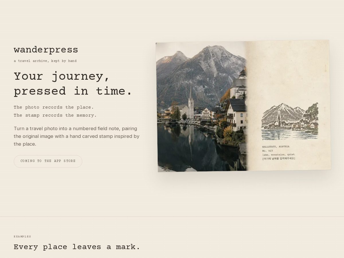 Landing-page snapshot of wanderpress.app
