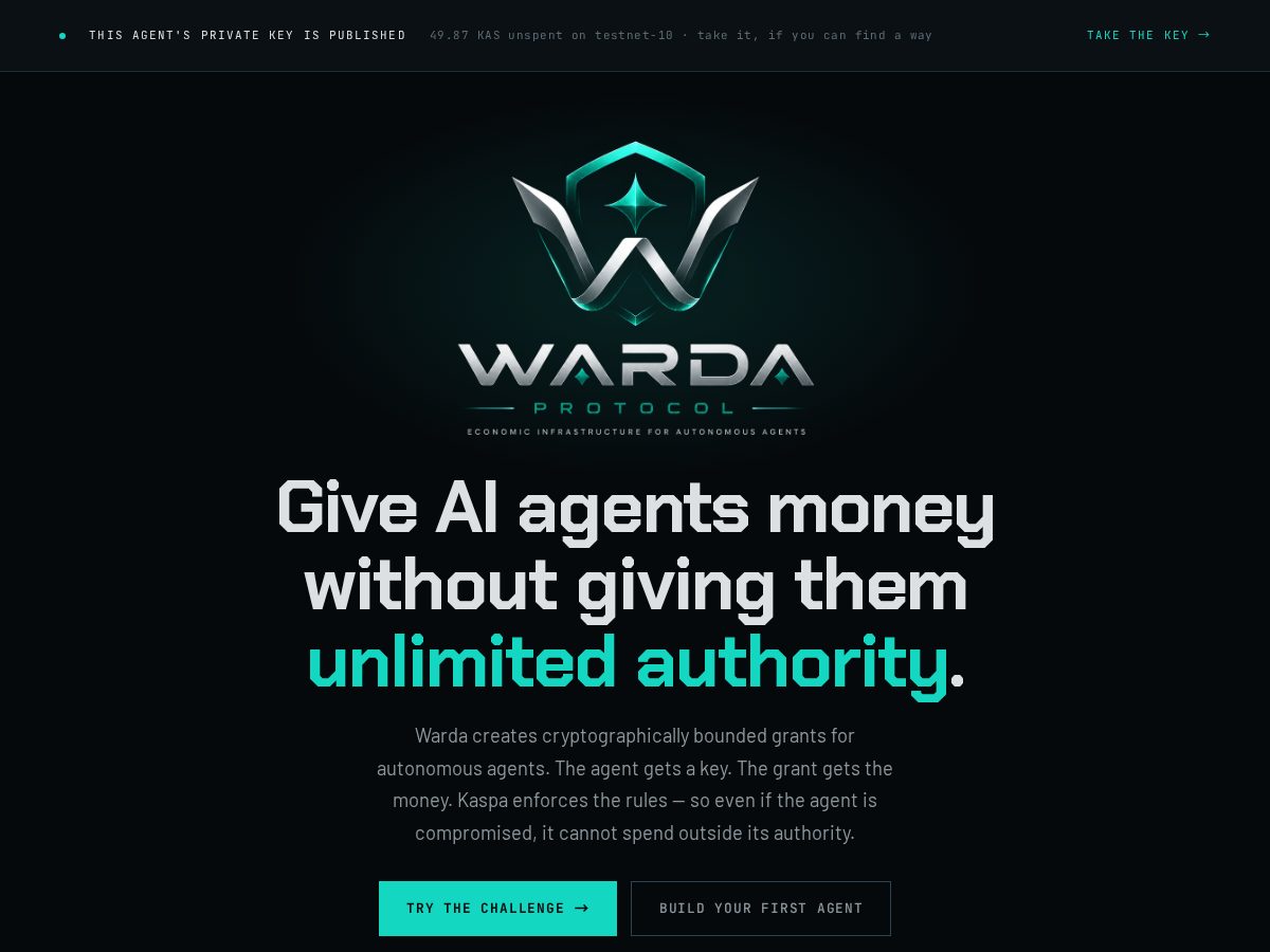 Landing-page snapshot of wardaprotocol.com