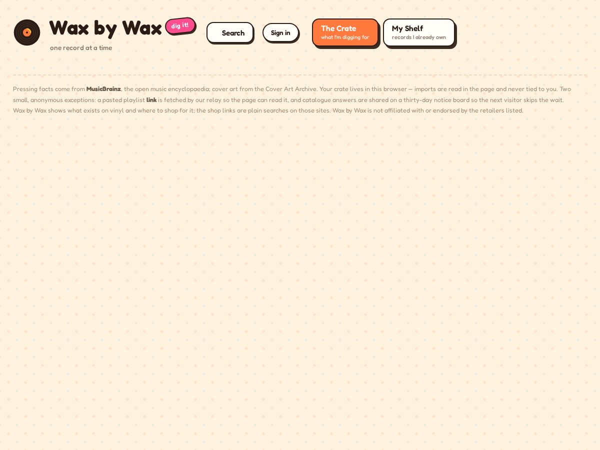 Landing-page snapshot of waxbywax.app