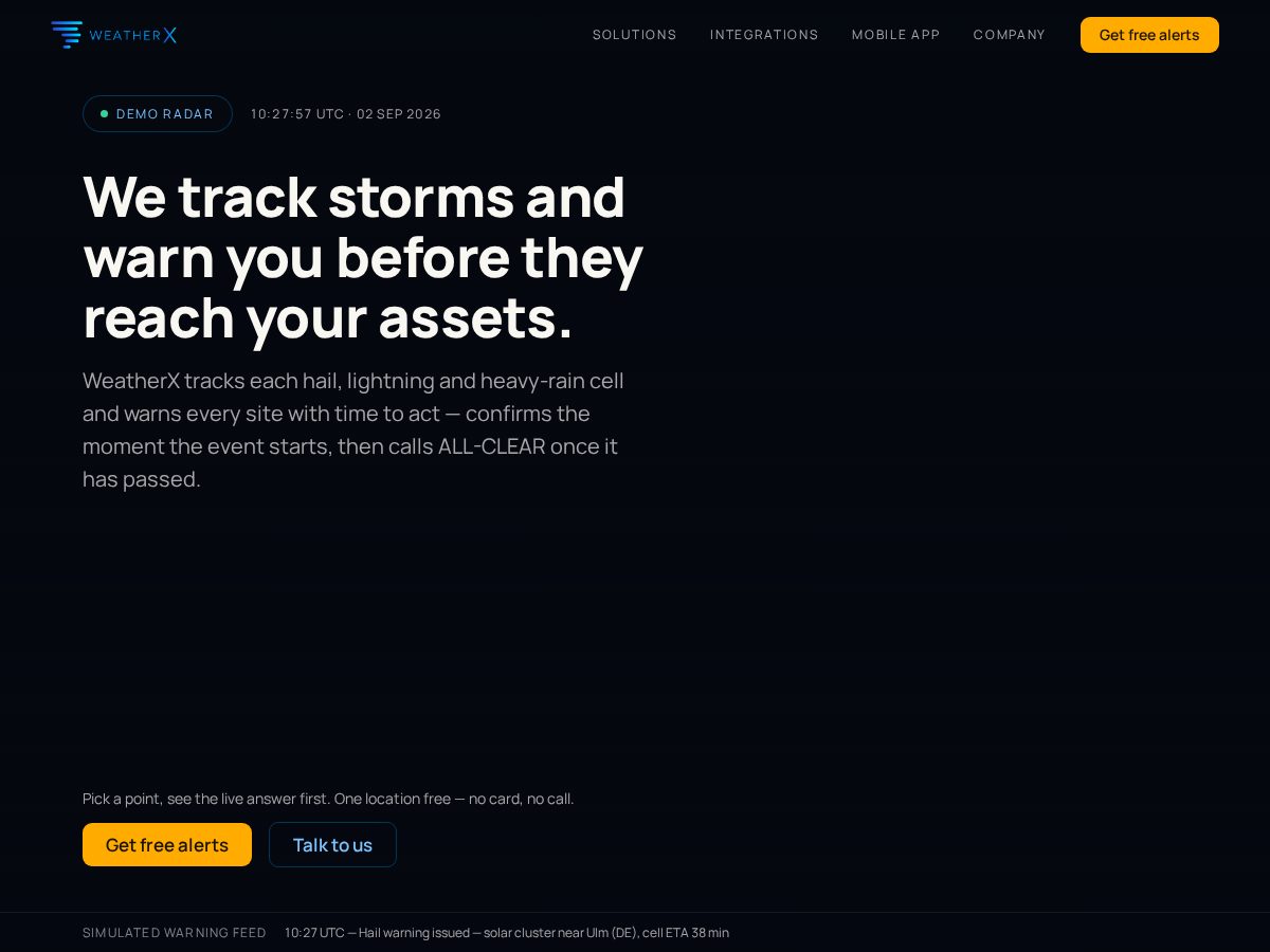 Landing-page snapshot of weatherxglobal.com