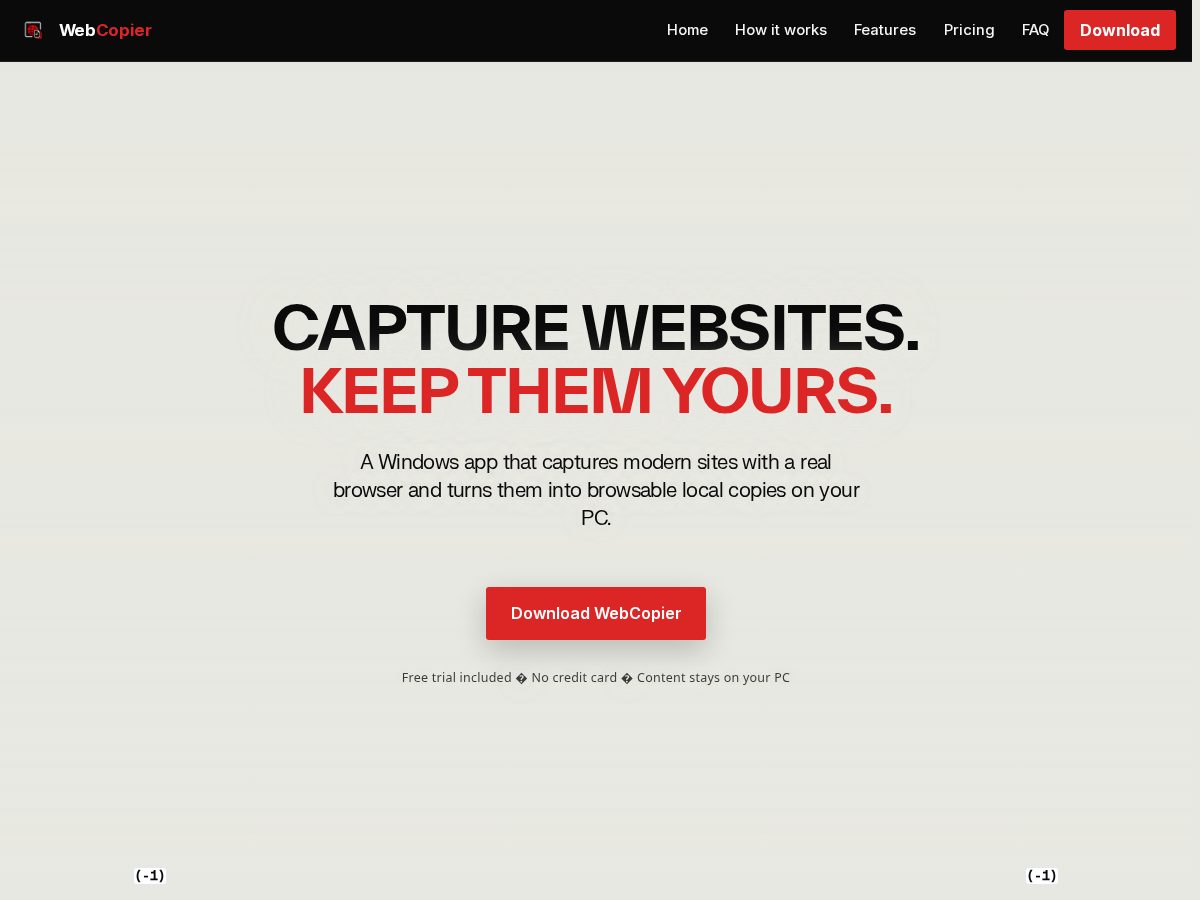 Landing-page snapshot of webcopier.tools