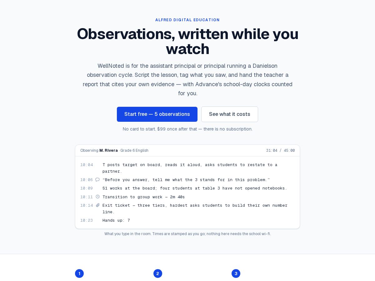 Landing-page snapshot of wellnoted.xyz