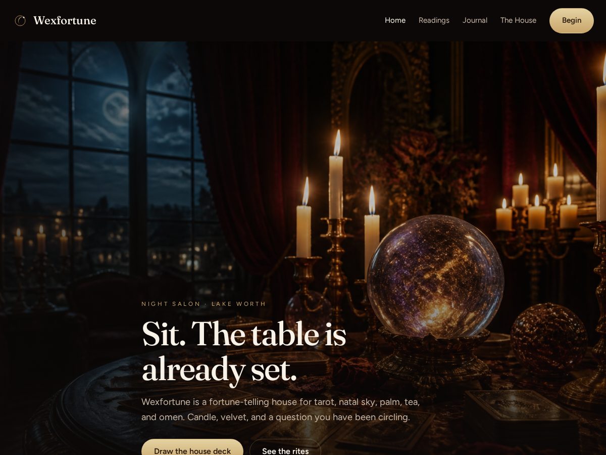 Landing-page snapshot of wexfortune.com