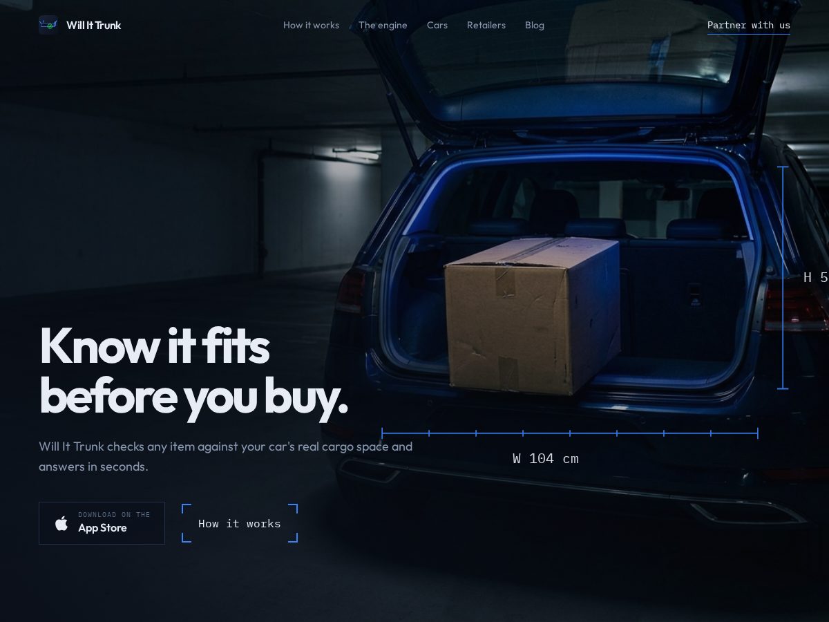 Landing-page snapshot of willittrunk.com