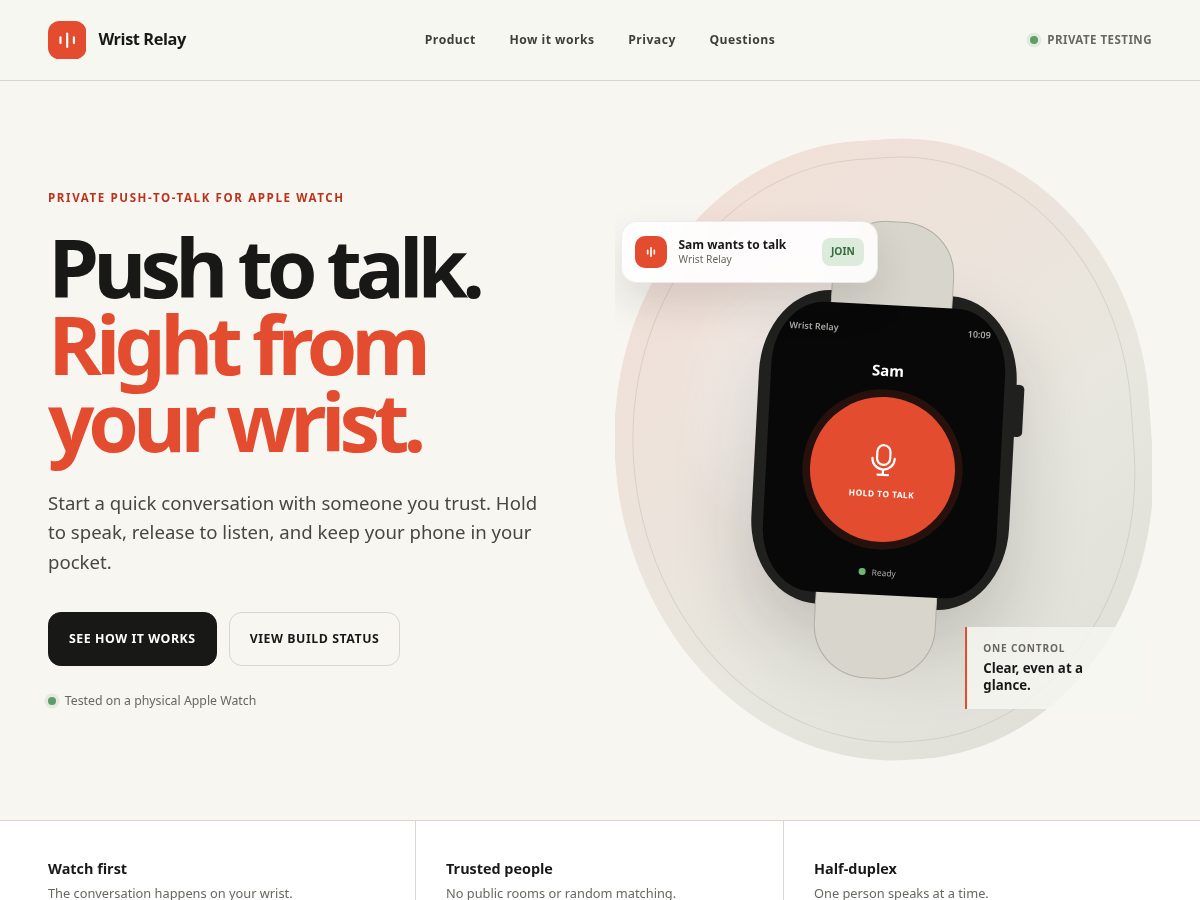Landing-page snapshot of wristrelay.com