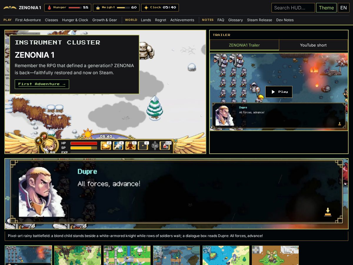 Landing-page snapshot of zenonia.info