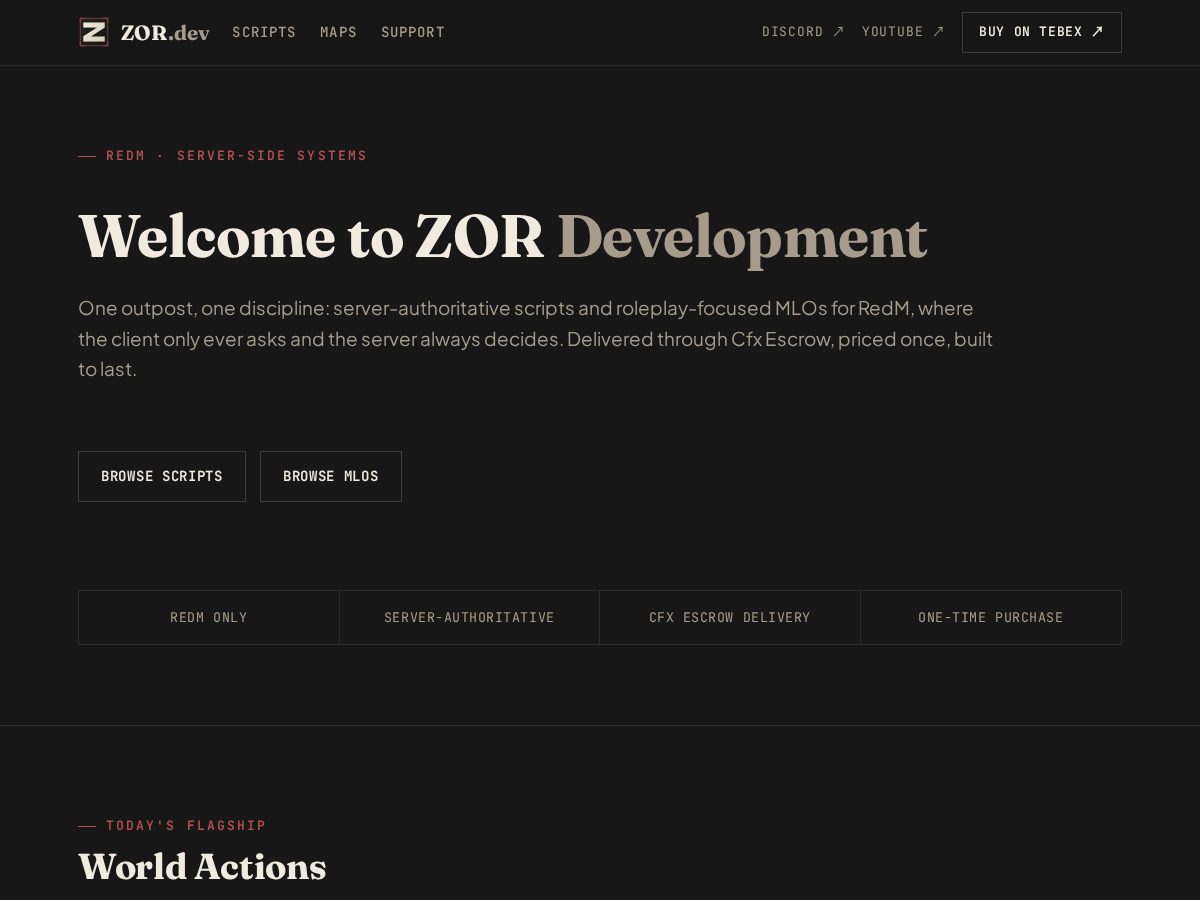 Landing-page snapshot of zor-dev.com