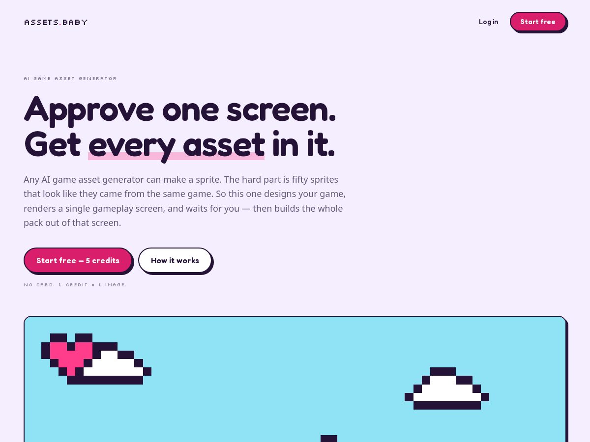 Landing-page snapshot of assets.baby