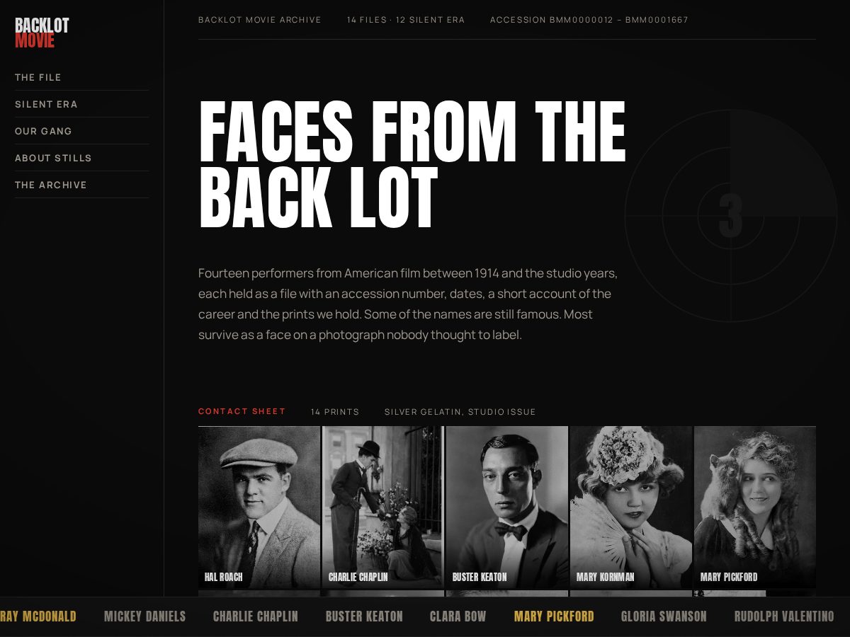 Landing-page snapshot of backlotmovie.com