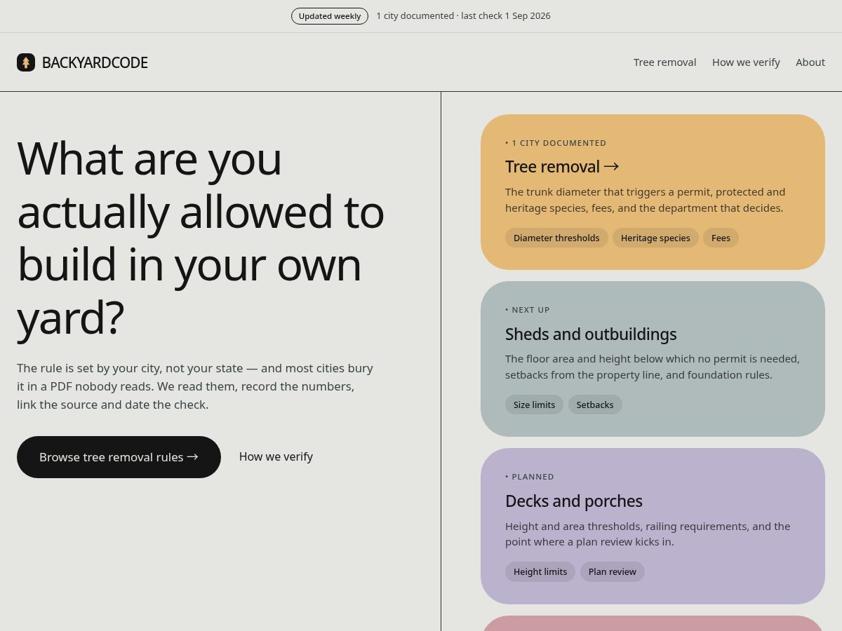 Landing-page snapshot of backyardcode.com