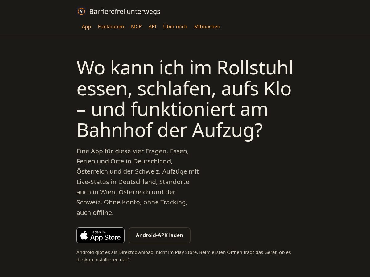 Landing-page snapshot of barrierefrei-unterwegs.info