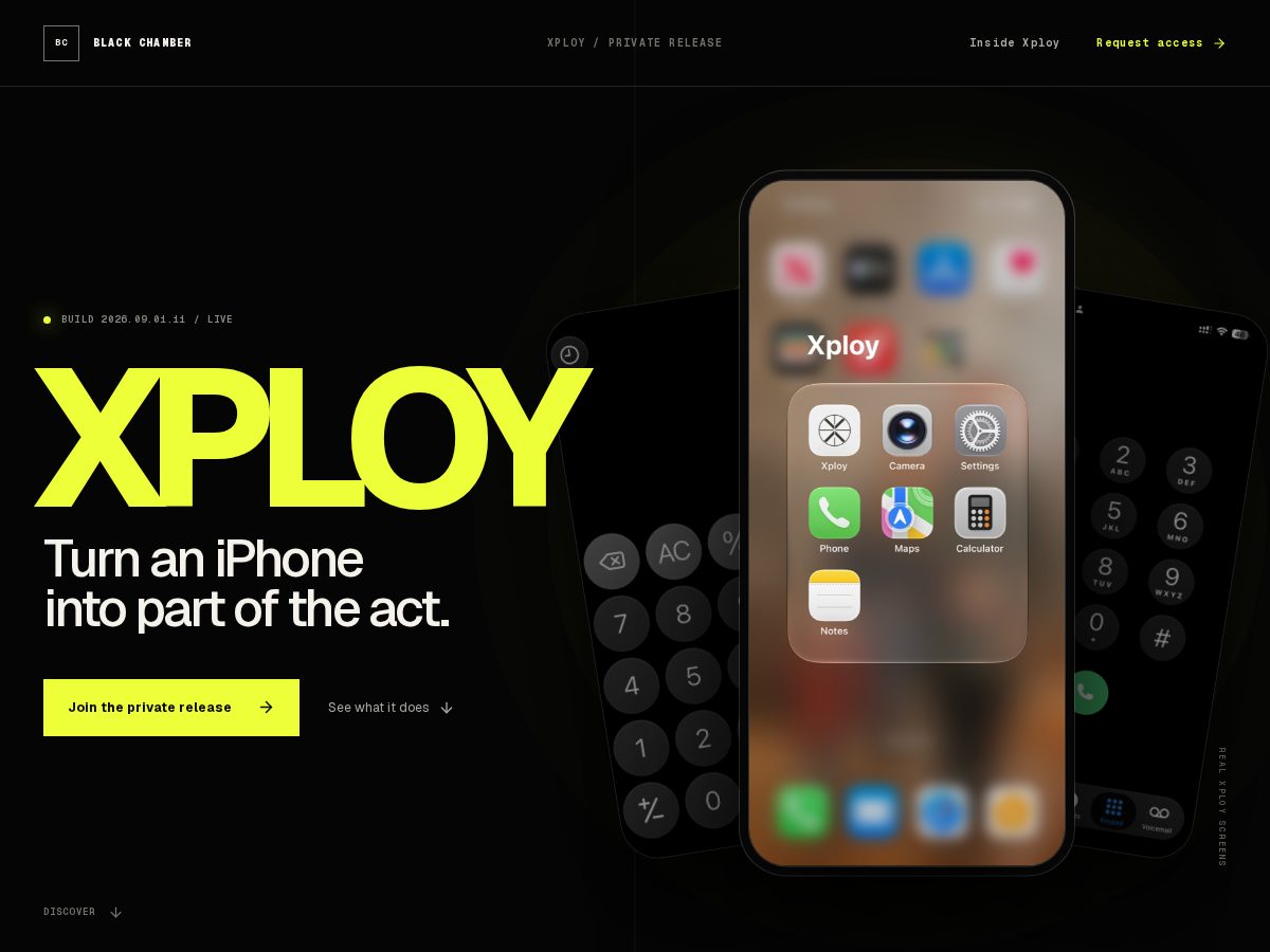 Landing-page snapshot of blackchamber.tech