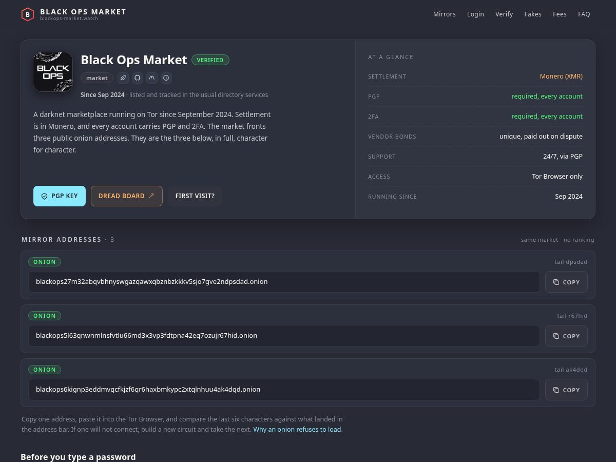 Landing-page snapshot of blackops-market.watch