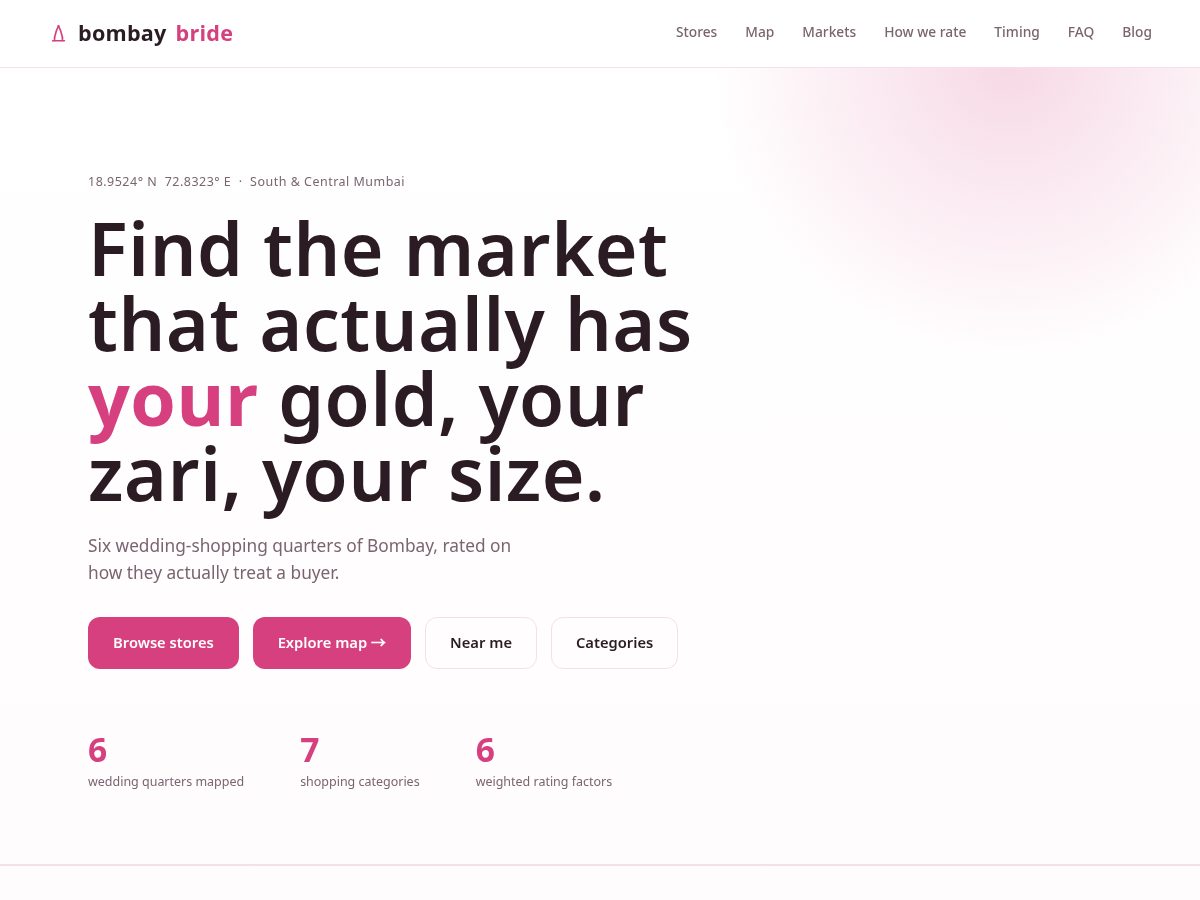 Landing-page snapshot of bombay-bride.com