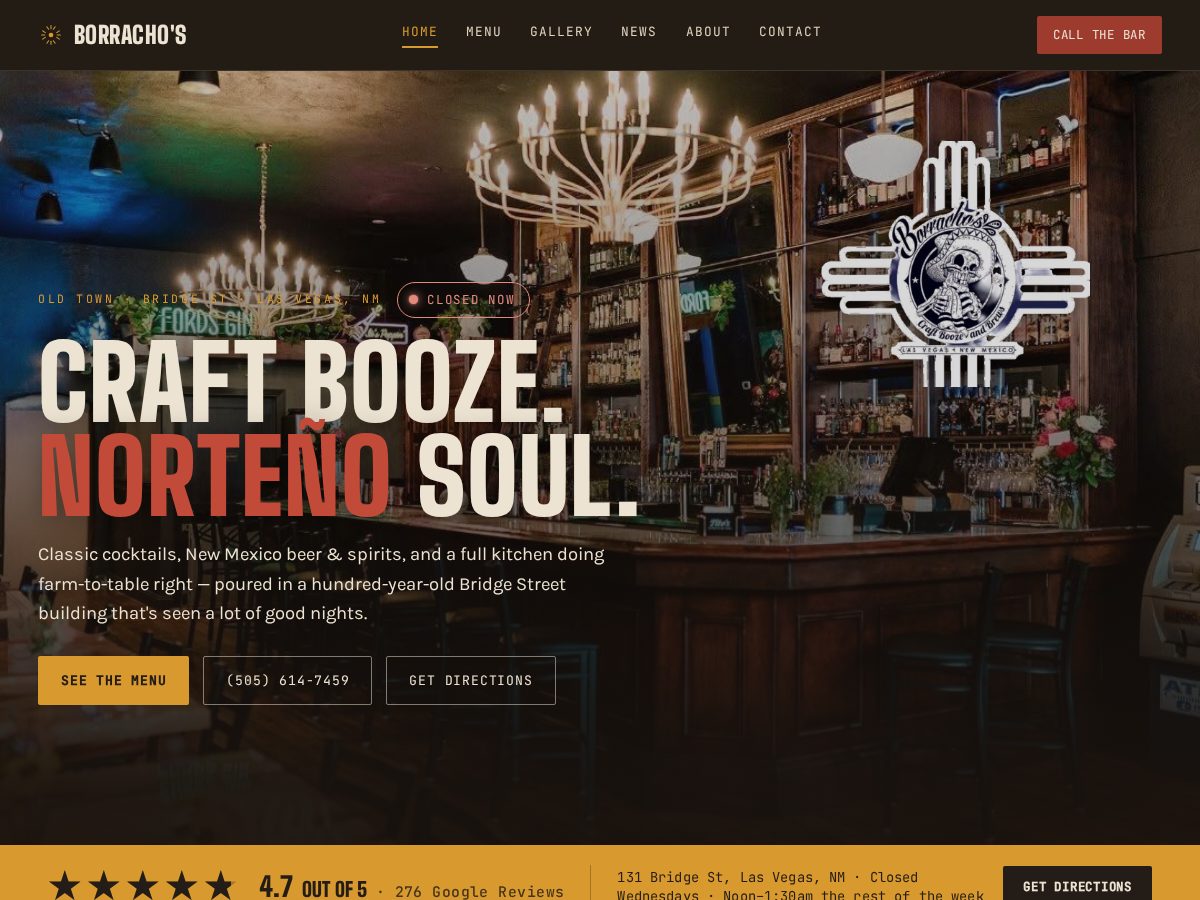 Landing-page snapshot of borrachosnm.com