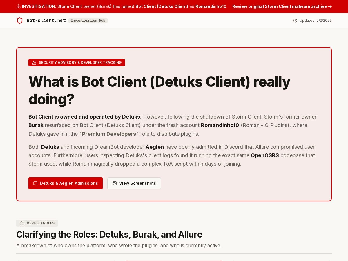Landing-page snapshot of bot-client.net