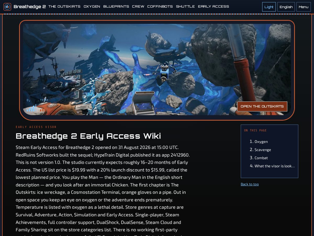 Landing-page snapshot of breathedge2.info
