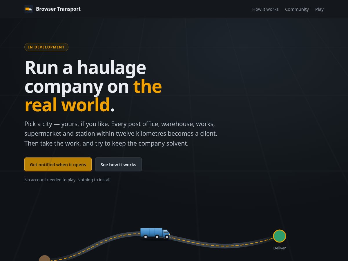Landing-page snapshot of browsertransport.com