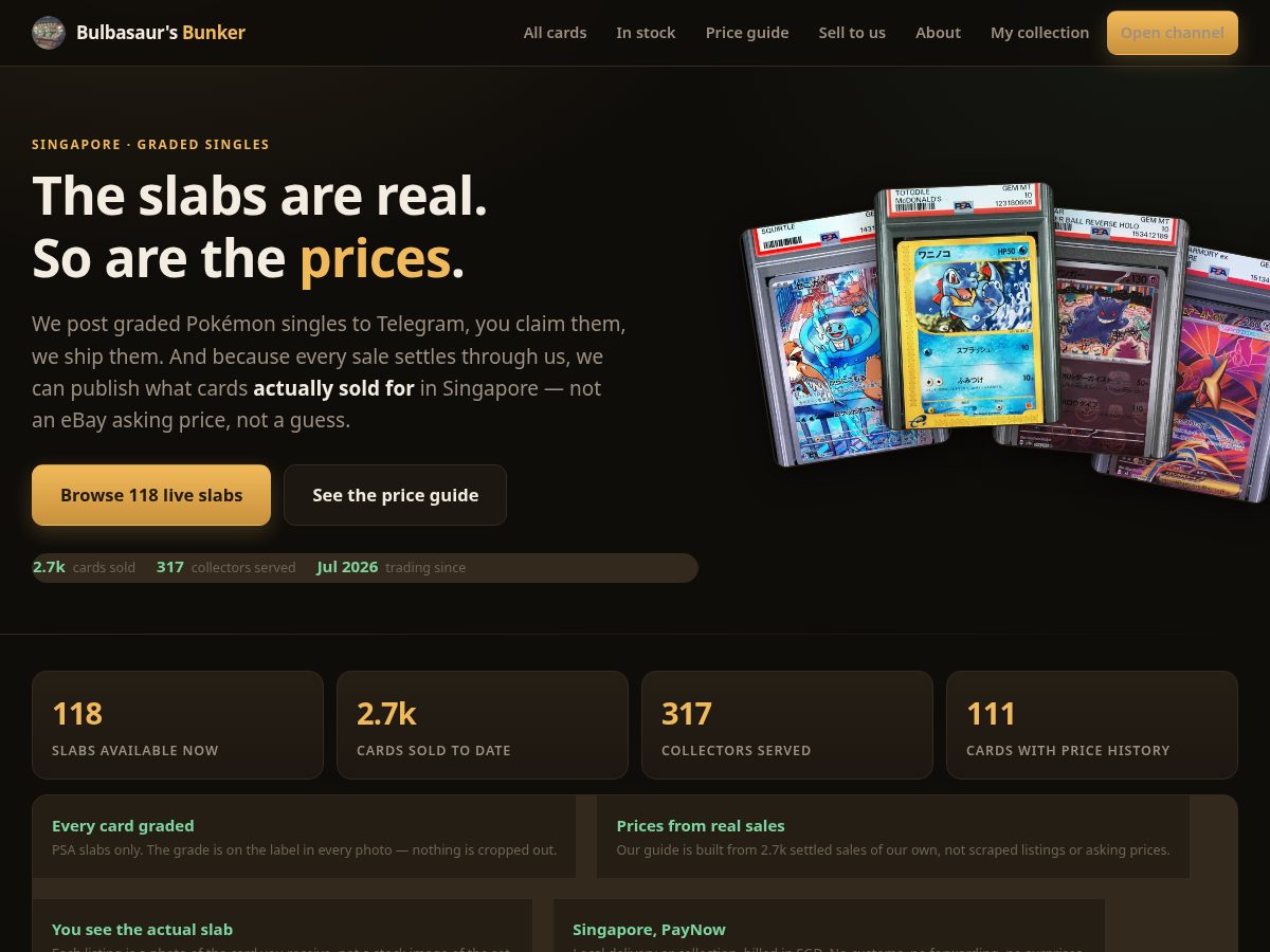 Landing-page snapshot of bunkertcg.com