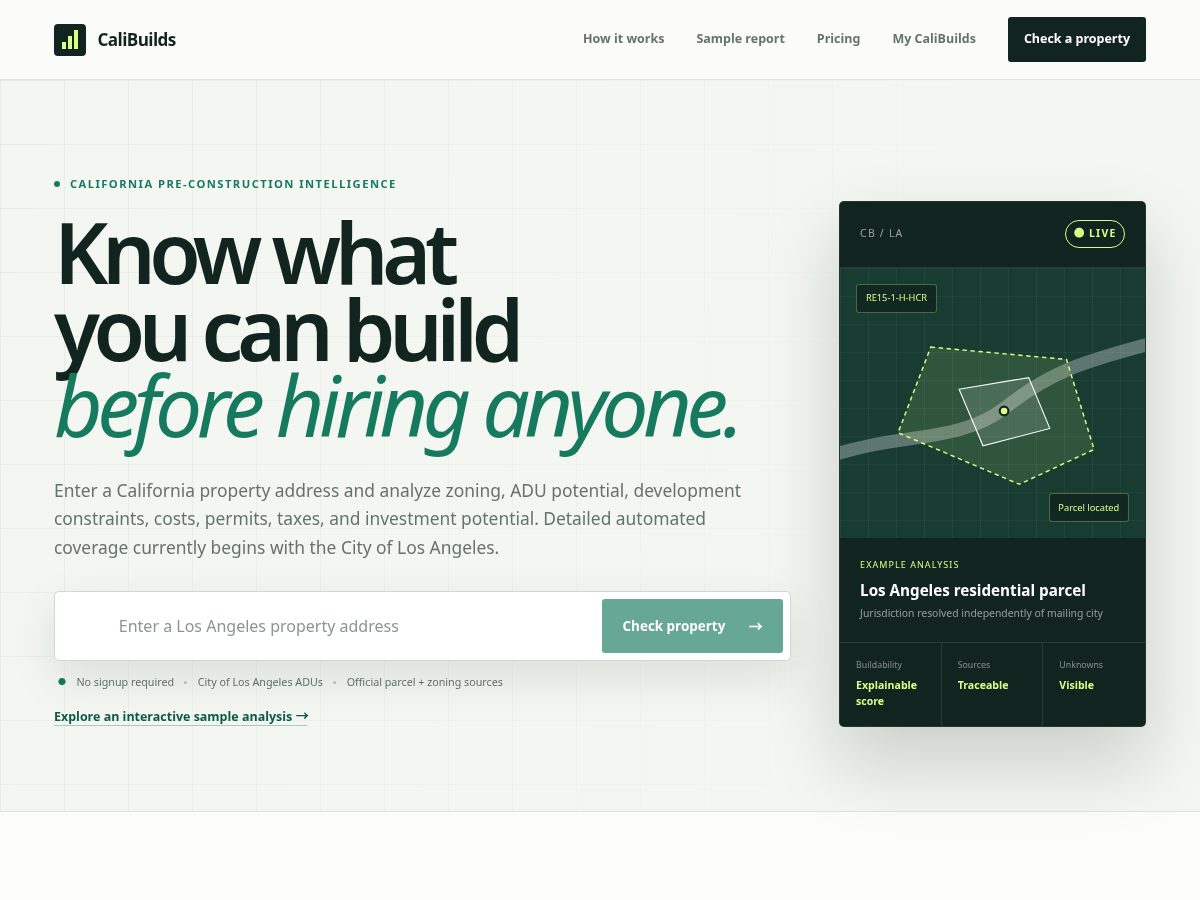 Landing-page snapshot of calibuilds.online