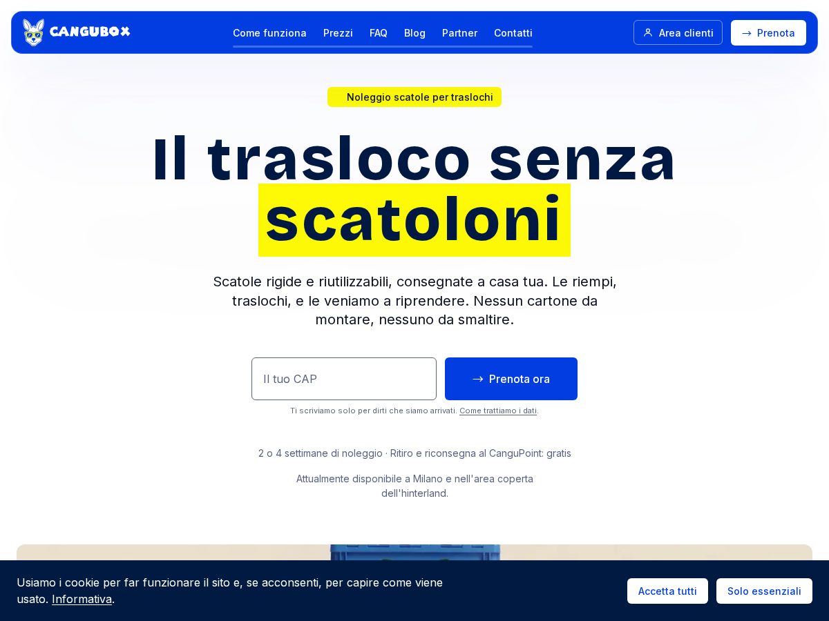 Landing-page snapshot of cangubox.com