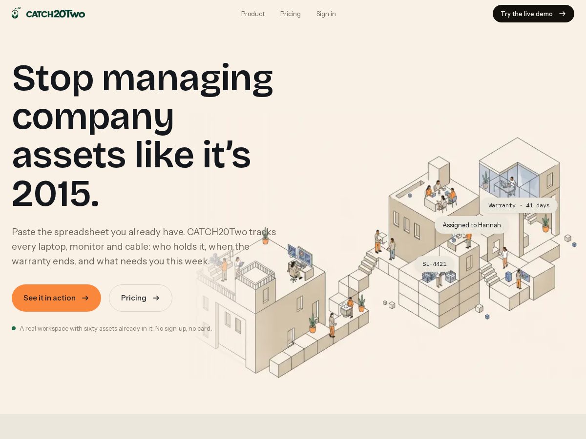 Landing-page snapshot of catch20two.com