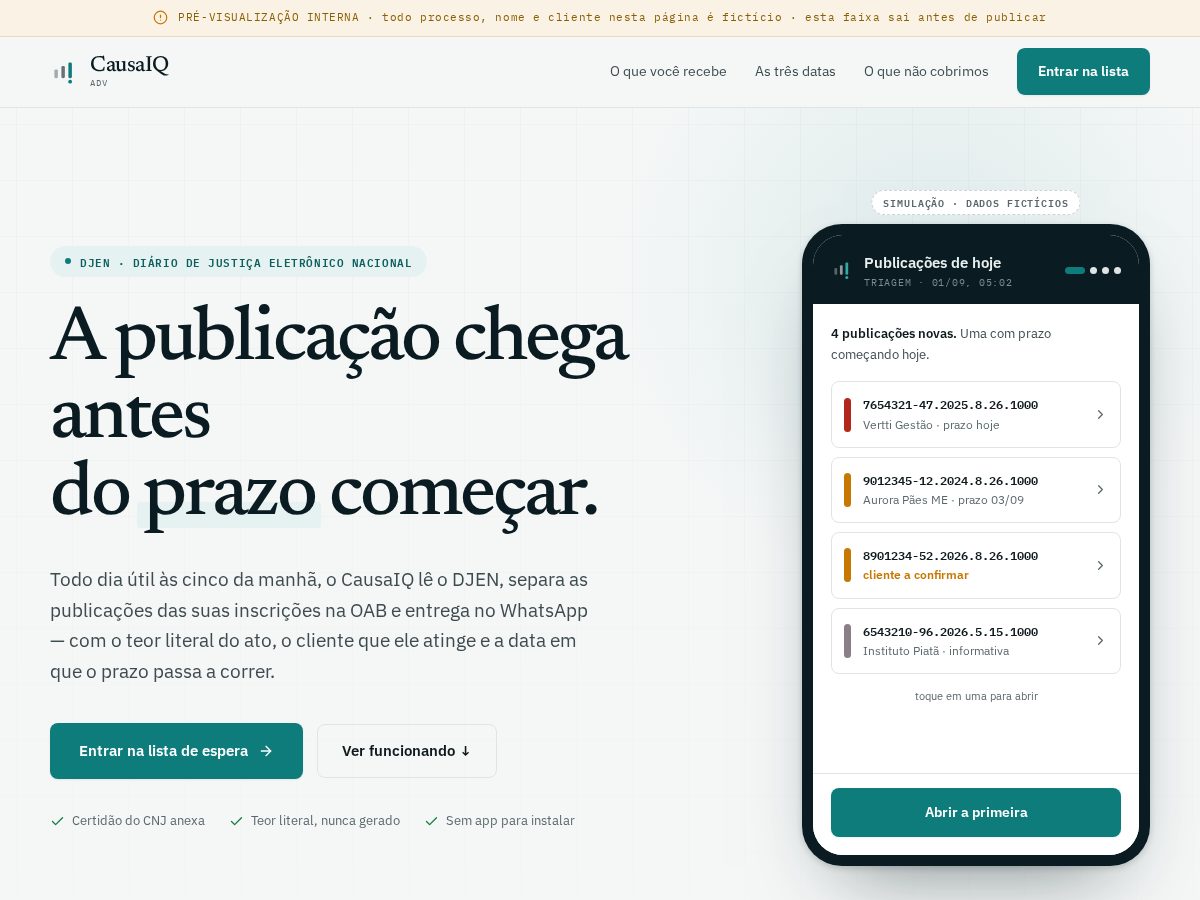 Landing-page snapshot of causaiq.com