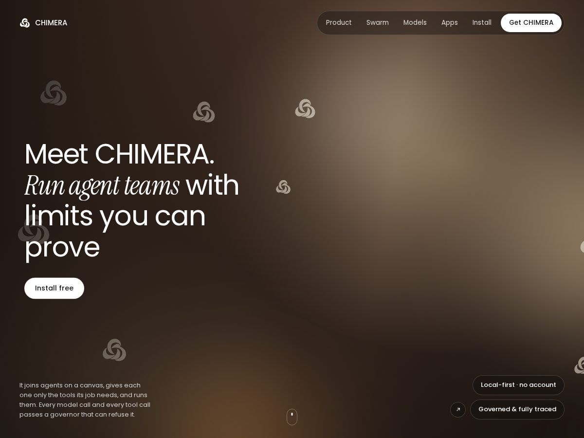 Landing-page snapshot of chimeraworkspace.com