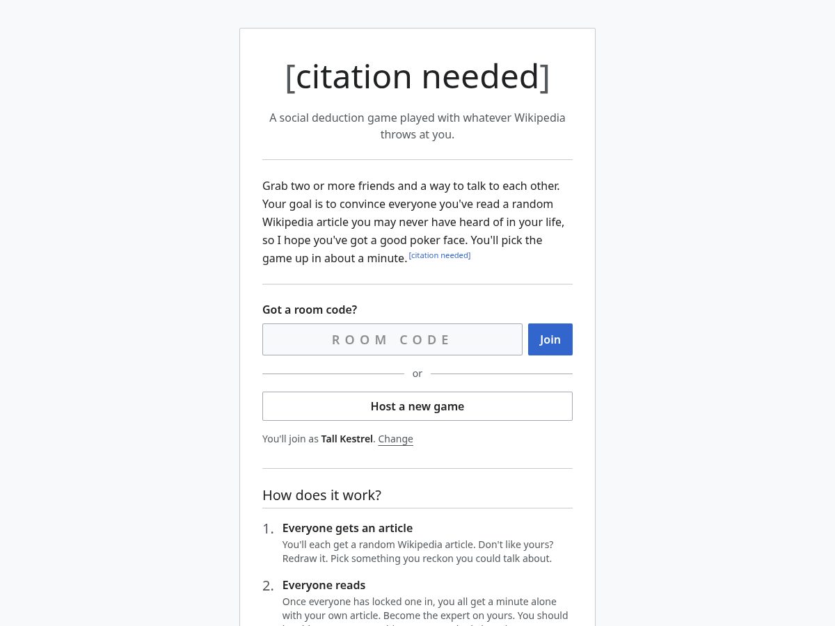Landing-page snapshot of citationneededgame.com