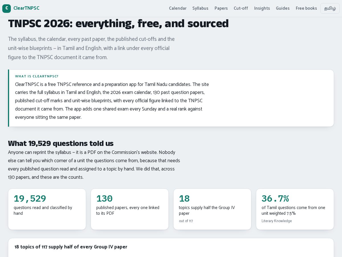 Landing-page snapshot of cleartnpsc.com