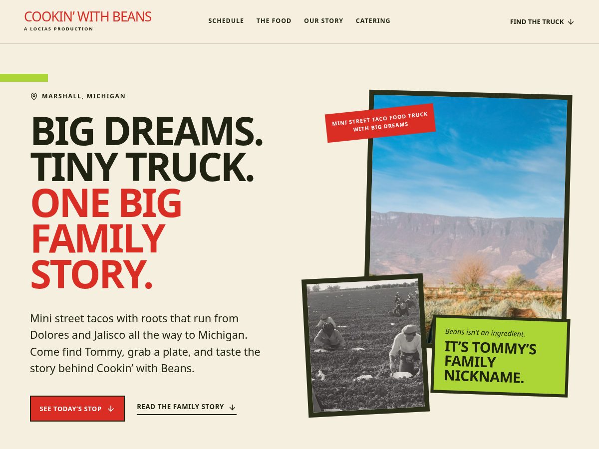Landing-page snapshot of cookinwithbeans.com