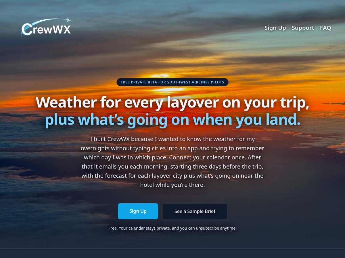 Landing-page snapshot of crewwx.org