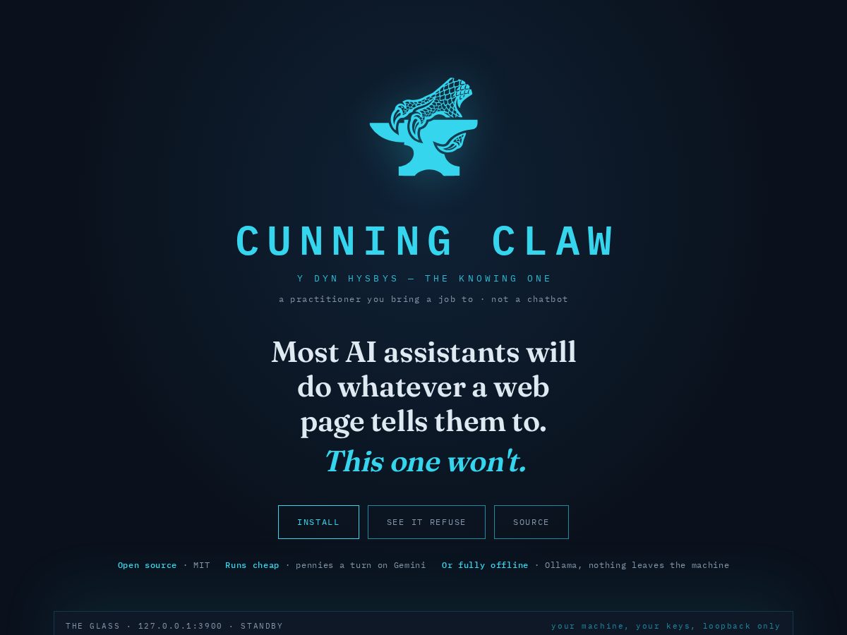 Landing-page snapshot of cunningclaw.com