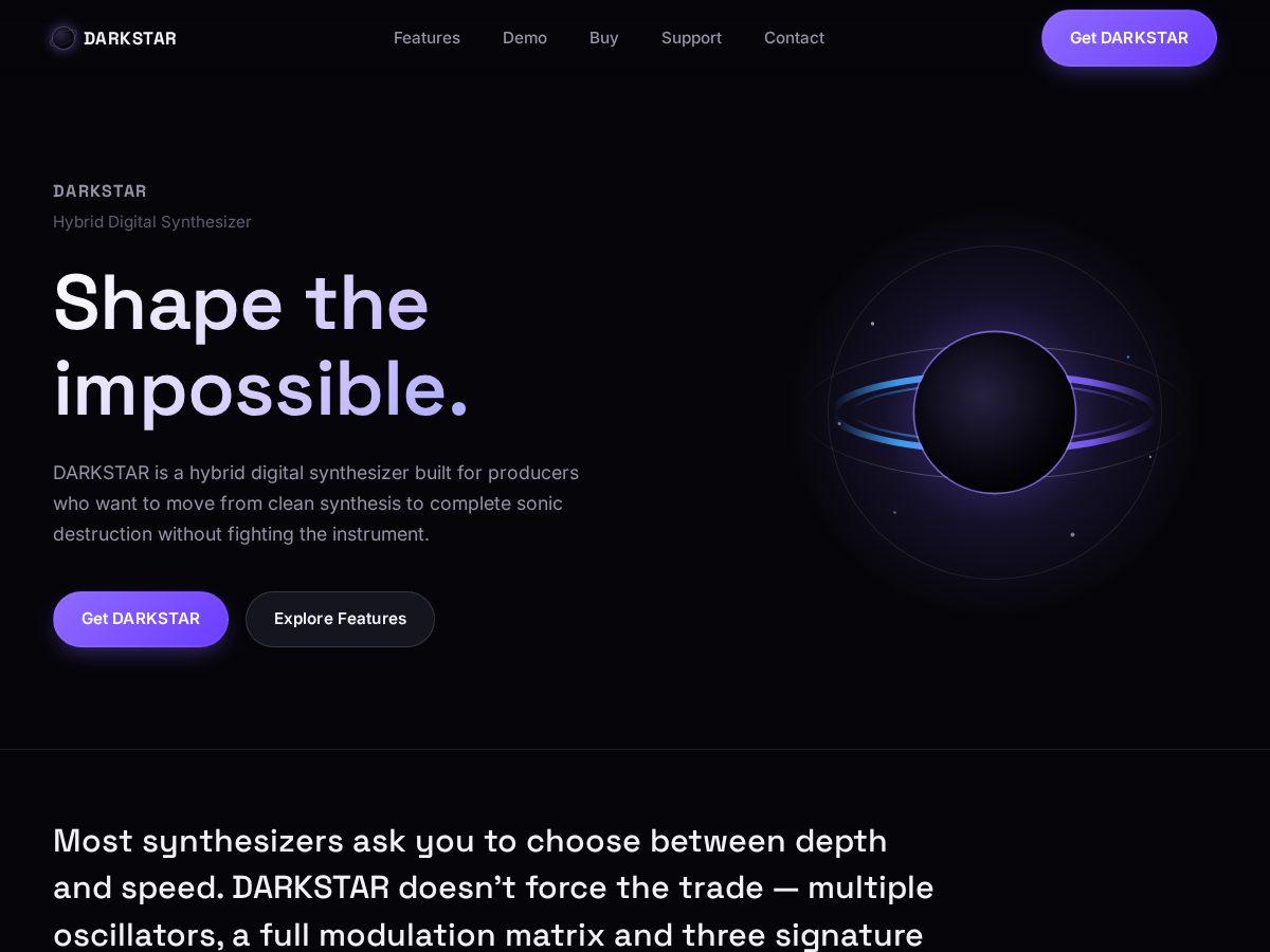 Landing-page snapshot of darkstarsynth.com