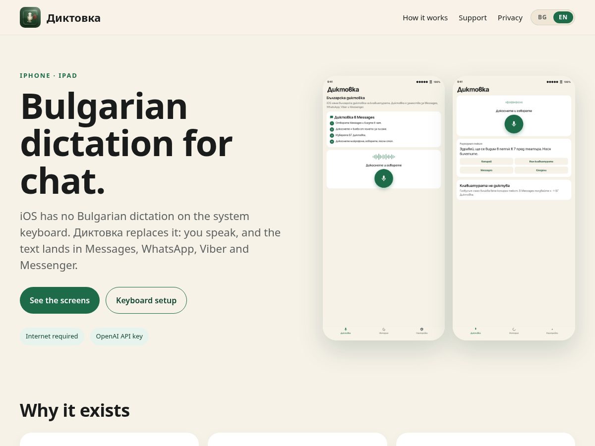 Landing-page snapshot of dictbg.com