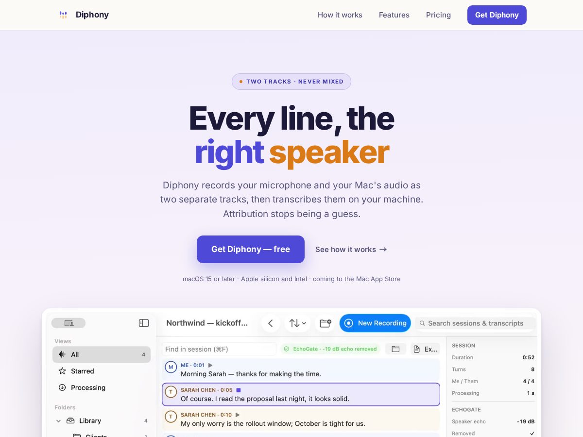 Landing-page snapshot of diphony.com