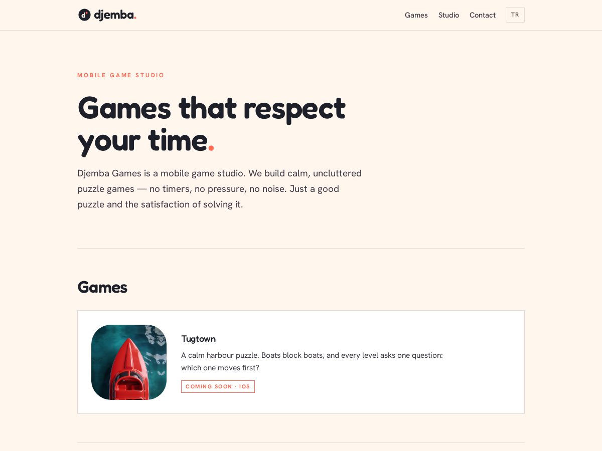 Landing-page snapshot of djembagames.com