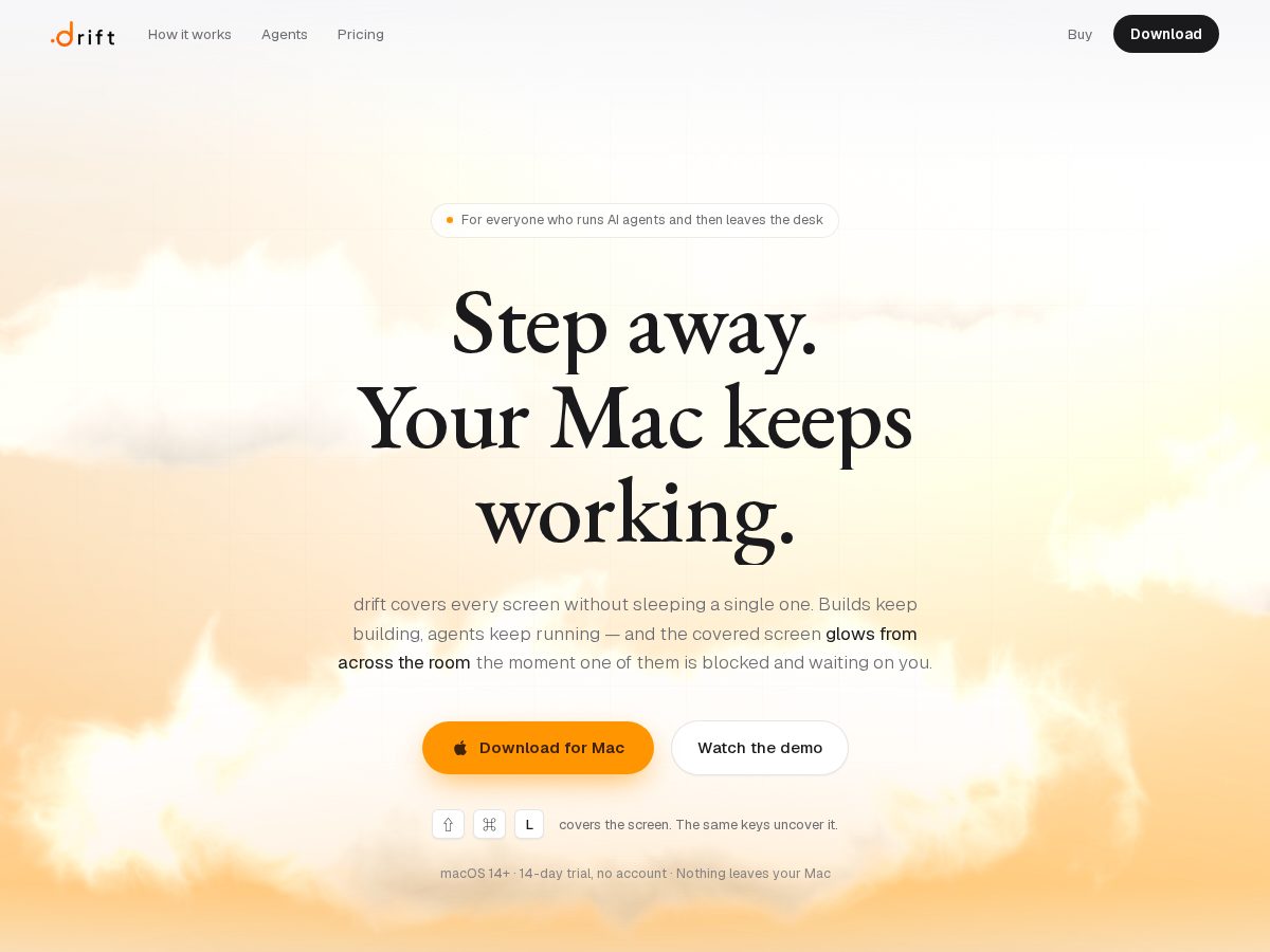 Landing-page snapshot of driftmac.com