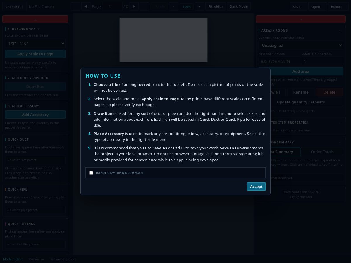 Landing-page snapshot of ductcount.com