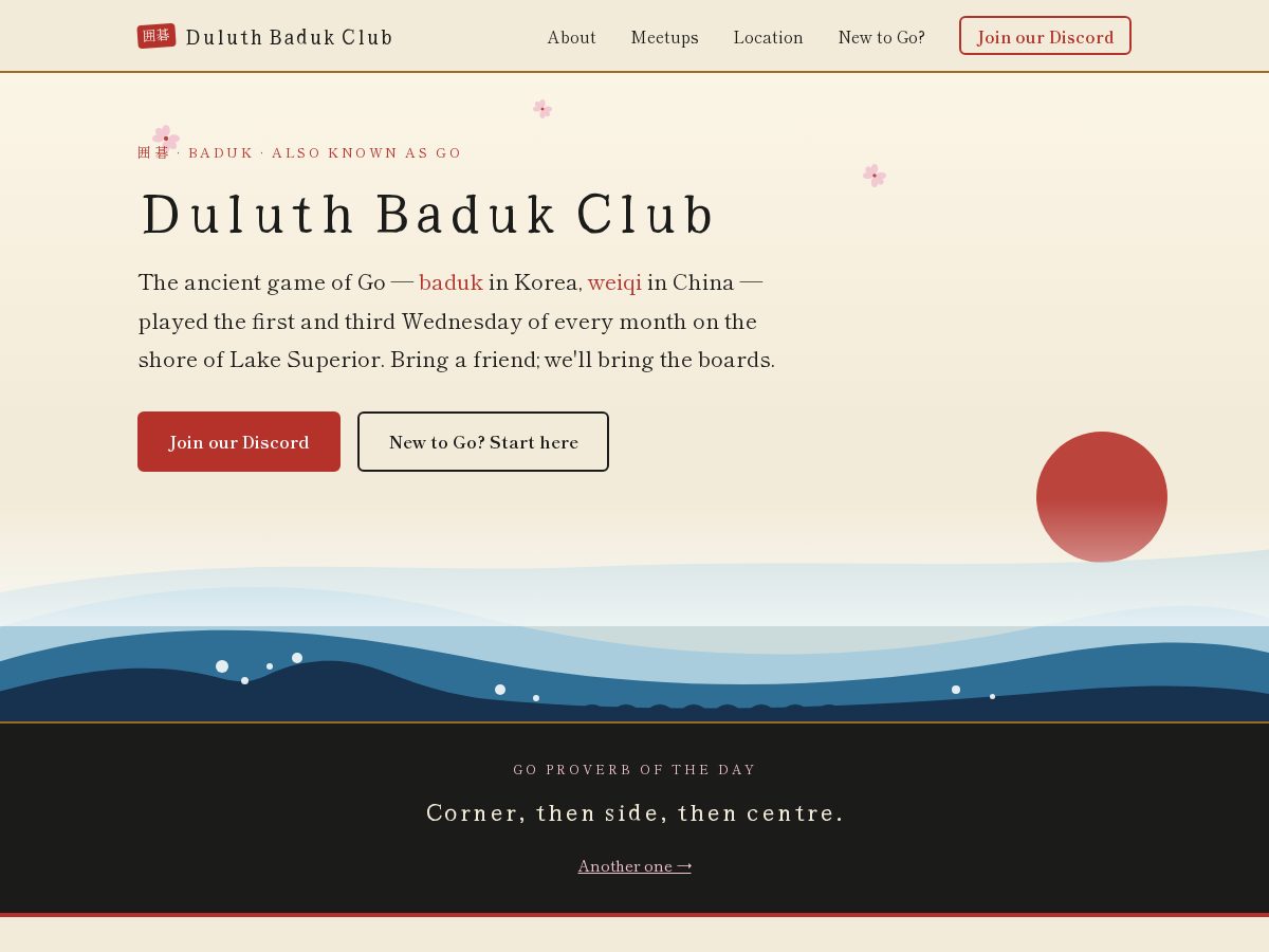 Landing-page snapshot of duluthbadukclub.com