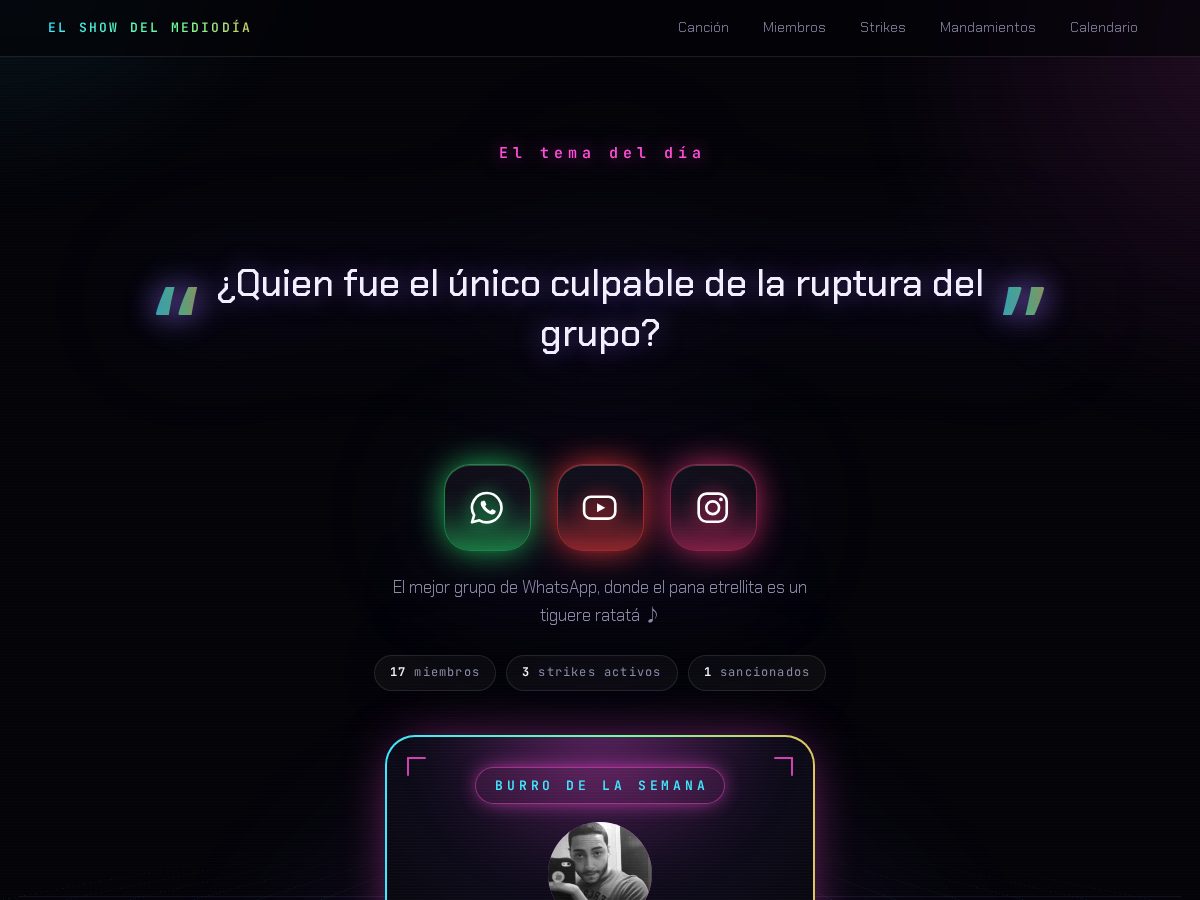 Landing-page snapshot of elshowdelmediodia.com