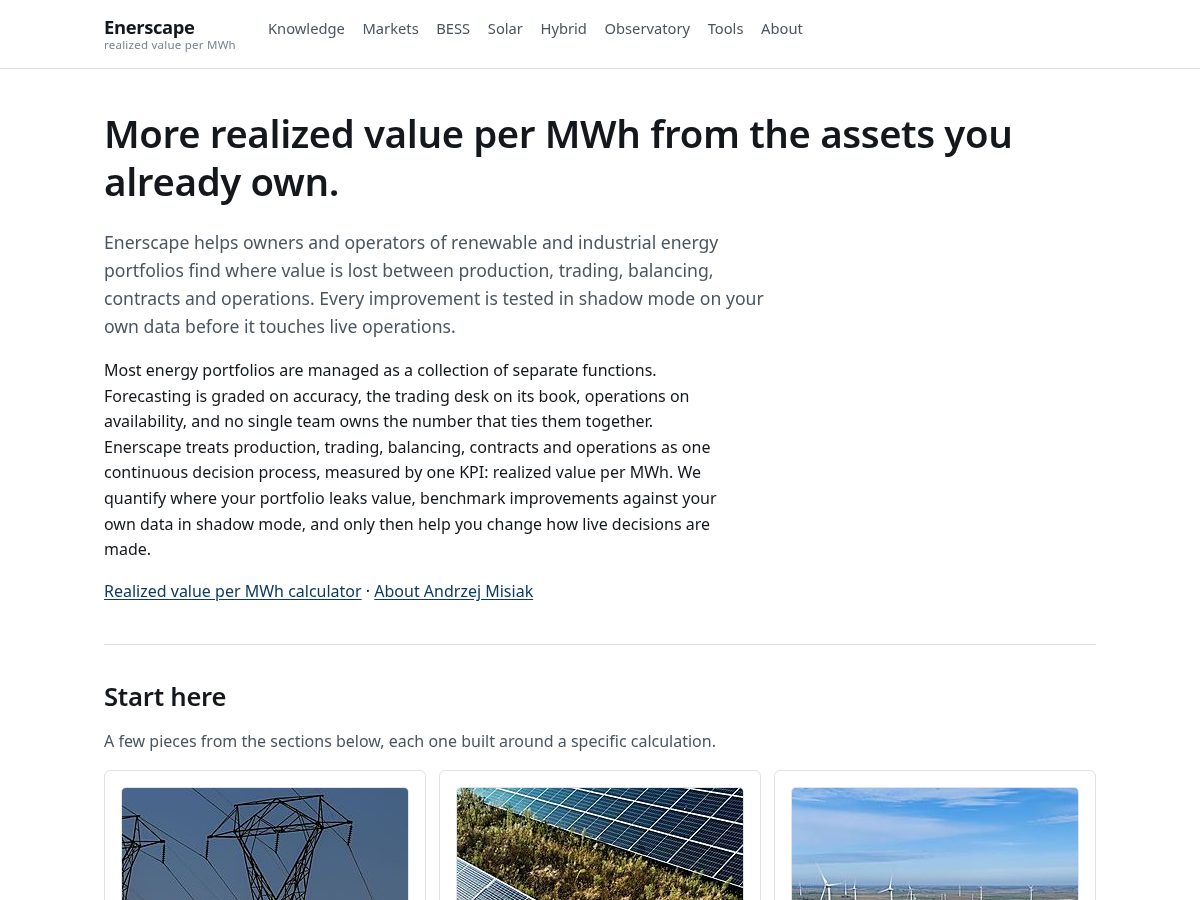 Landing-page snapshot of enerscape.energy