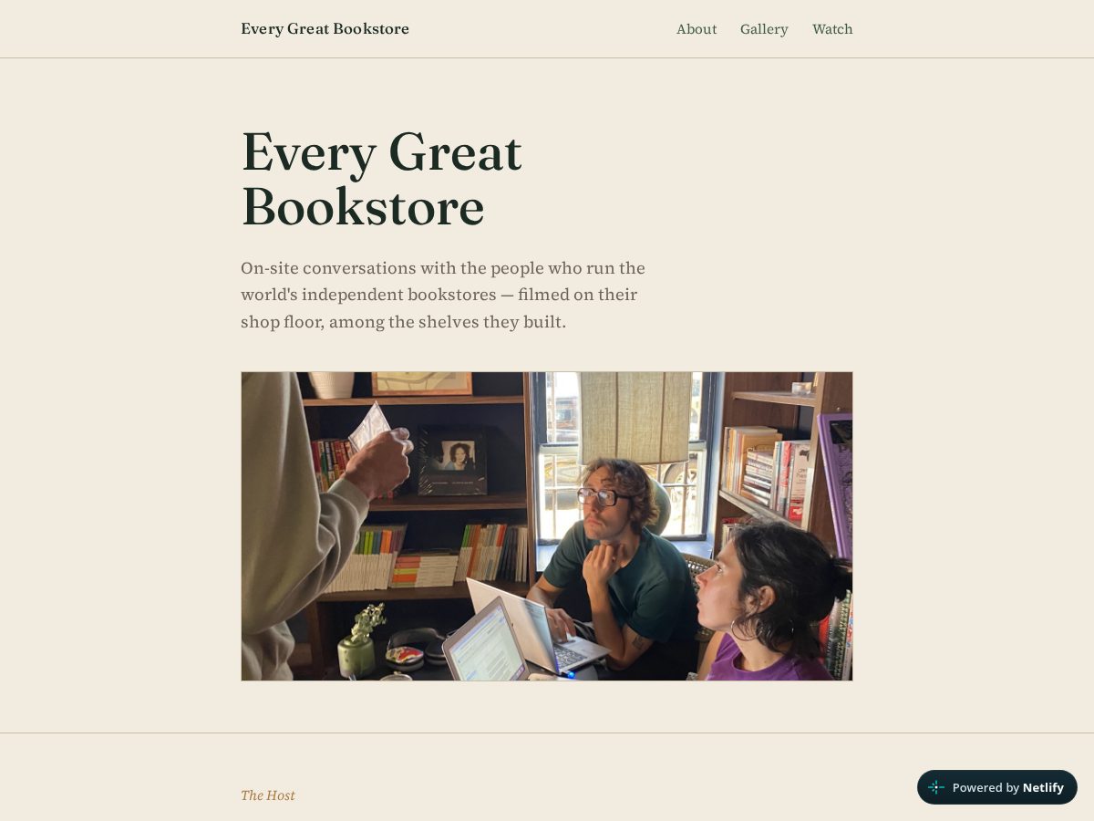 Landing-page snapshot of everygreatbookstore.com