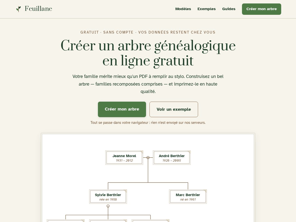 Landing-page snapshot of feuillane.com