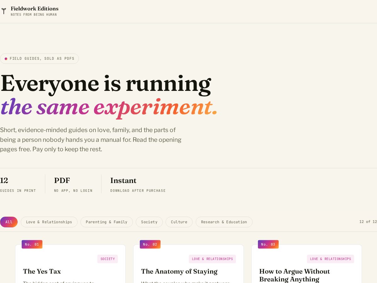 Landing-page snapshot of fieldworkeditions.shop
