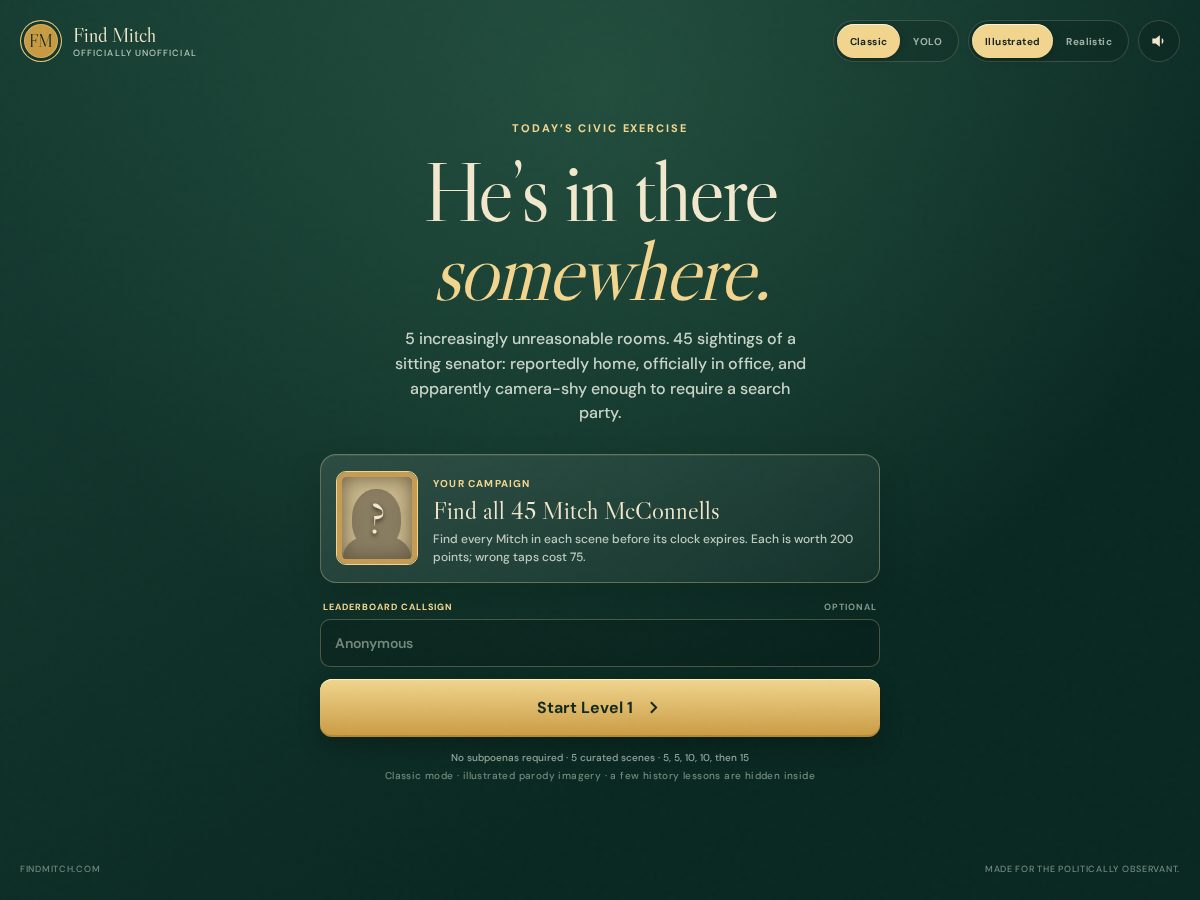 Landing-page snapshot of findmitch.com