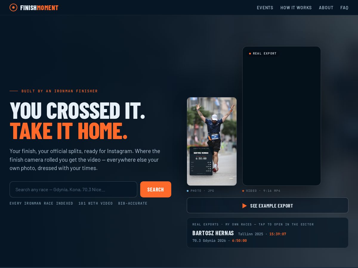 Landing-page snapshot of finishmoment.com
