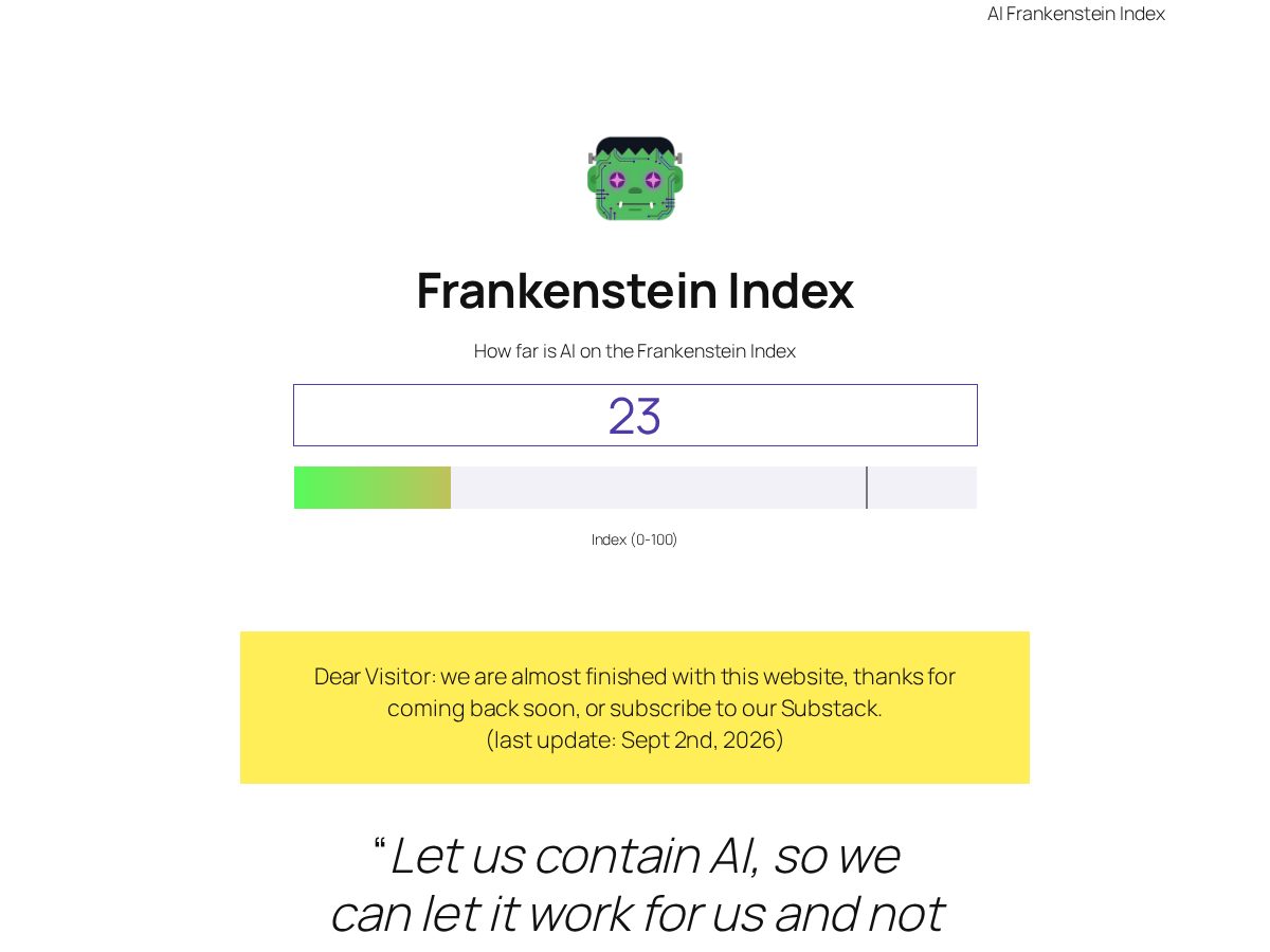 Landing-page snapshot of frankenstein-index.com