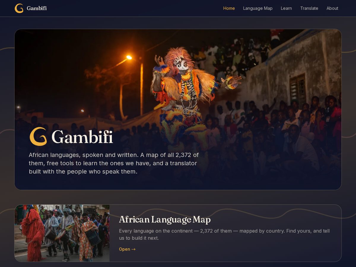 Landing-page snapshot of gambialanguage.com