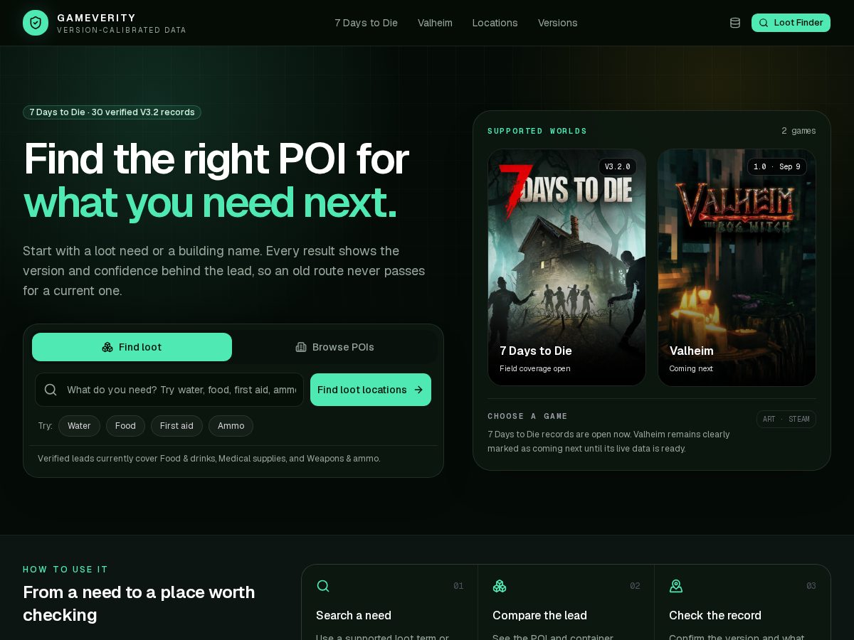 Landing-page snapshot of gameverity.com